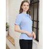 imageAllegra K Womens Bow Tie Neck Tops Elegant Office Short Sleeve BlouseLight Blue