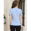 imageAllegra K Womens Bow Tie Neck Tops Elegant Office Short Sleeve BlouseLight Blue