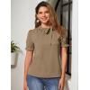 imageAllegra K Womens Bow Tie Neck Tops Elegant Office Short Sleeve BlouseLight Brown