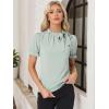 imageAllegra K Womens Bow Tie Neck Tops Elegant Office Short Sleeve BlouseLight Green