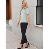 imageAllegra K Womens Bow Tie Neck Tops Elegant Office Short Sleeve BlouseLight Green