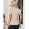 imageAllegra K Womens Bow Tie Neck Tops Elegant Office Short Sleeve BlouseLight Khaki