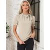 imageAllegra K Womens Bow Tie Neck Tops Elegant Office Short Sleeve BlouseLight Khaki