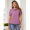 imageAllegra K Womens Bow Tie Neck Tops Elegant Office Short Sleeve BlouseLight Plum