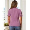 imageAllegra K Womens Bow Tie Neck Tops Elegant Office Short Sleeve BlouseLight Plum