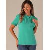 imageAllegra K Womens Bow Tie Neck Tops Elegant Office Short Sleeve BlouseMarrs Green
