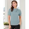 imageAllegra K Womens Bow Tie Neck Tops Elegant Office Short Sleeve BlouseMint Blue