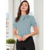 imageAllegra K Womens Bow Tie Neck Tops Elegant Office Short Sleeve BlouseMint Blue