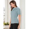 imageAllegra K Womens Bow Tie Neck Tops Elegant Office Short Sleeve BlouseMint Blue