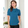 imageAllegra K Womens Bow Tie Neck Tops Elegant Office Short Sleeve BlousePeacock Blue