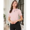 imageAllegra K Womens Bow Tie Neck Tops Elegant Office Short Sleeve BlousePink