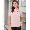 imageAllegra K Womens Bow Tie Neck Tops Elegant Office Short Sleeve BlousePink