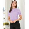 imageAllegra K Womens Bow Tie Neck Tops Elegant Office Short Sleeve BlousePurple
