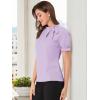 imageAllegra K Womens Bow Tie Neck Tops Elegant Office Short Sleeve BlousePurple