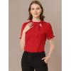 imageAllegra K Womens Bow Tie Neck Tops Elegant Office Short Sleeve BlouseRed