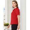 imageAllegra K Womens Bow Tie Neck Tops Elegant Office Short Sleeve BlouseRed