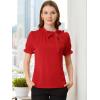 imageAllegra K Womens Bow Tie Neck Tops Elegant Office Short Sleeve BlouseRed