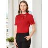 imageAllegra K Womens Bow Tie Neck Tops Elegant Office Short Sleeve BlouseRed