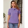 imageAllegra K Womens Bow Tie Neck Tops Elegant Office Short Sleeve BlouseViolet