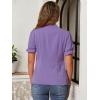 imageAllegra K Womens Bow Tie Neck Tops Elegant Office Short Sleeve BlouseViolet