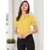 imageAllegra K Womens Bow Tie Neck Tops Elegant Office Short Sleeve BlouseYellow