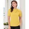 imageAllegra K Womens Bow Tie Neck Tops Elegant Office Short Sleeve BlouseYellow