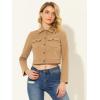 imageAllegra K Womens Button Front Long Sleeve Crop Jacket CoatKhaki