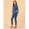 imageAllegra K Womens Button Up Jean Shirt Long Sleeve Leopard Denim JacketLight Blue