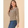 imageAllegra K Womens Casual Long Sleeve Career Vintage V Neck Floral Tops Blouse ShirtBrown