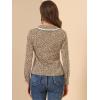 imageAllegra K Womens Casual Long Sleeve Career Vintage V Neck Floral Tops Blouse ShirtBrown