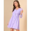 imageAllegra K Womens Casual V Neck Long Sleeve Swiss Dots Chiffon Mini Dress