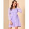 imageAllegra K Womens Casual V Neck Long Sleeve Swiss Dots Chiffon Mini Dress
