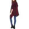 imageAllegra K Womens Christmas Buffalo Plaid Asymmetric Kimono Open Front CardiganRed