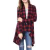 imageAllegra K Womens Christmas Buffalo Plaid Asymmetric Kimono Open Front CardiganRed