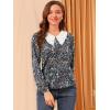 imageAllegra K Womens Contrast Peter Pan Collar Keyhole Back Floral Blouse