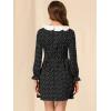 imageAllegra K Womens Contrast Ruffle Peter Pan Collar Heart Printed Long Sleeve ALine Dress