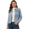 imageAllegra K Womens Denim Coat Jean Button Front Washed Vintage JacketLight Blue