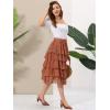 imageAllegra K Womens Elastic Waist Midi Tiered Layered Chiffon Boho Bottoms Floral Skirt