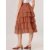 imageAllegra K Womens Elastic Waist Midi Tiered Layered Chiffon Boho Bottoms Floral Skirt