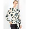 imageAllegra K Womens Elegant Work Shirts Long Raglan Sleeve Collared Tops Floral Peplum BlousesBeige