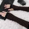 imageAllegra K Womens Fingerless Gloves Printed Elbow Length Knitted Arm WarmersBlack Coffee
