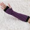 imageAllegra K Womens Fingerless Gloves Printed Elbow Length Knitted Arm WarmersBlack Darkviolet
