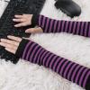 imageAllegra K Womens Fingerless Gloves Printed Elbow Length Knitted Arm WarmersBlack Darkviolet