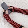imageAllegra K Womens Fingerless Gloves Printed Elbow Length Knitted Arm WarmersBlack Red