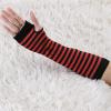imageAllegra K Womens Fingerless Gloves Printed Elbow Length Knitted Arm WarmersBlack Red