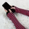 imageAllegra K Womens Fingerless Gloves Printed Elbow Length Knitted Arm WarmersBlack With Pink