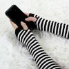 imageAllegra K Womens Fingerless Gloves Printed Elbow Length Knitted Arm WarmersBlackwhite
