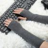 imageAllegra K Womens Fingerless Gloves Printed Elbow Length Knitted Arm WarmersGray