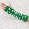 imageAllegra K Womens Fingerless Gloves Printed Elbow Length Knitted Arm WarmersGreen