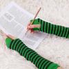 imageAllegra K Womens Fingerless Gloves Printed Elbow Length Knitted Arm WarmersGreen Black
